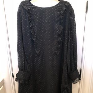 Short Black Metallic long sleeve dress